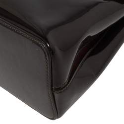 Pre Owned Cartier Burgundy Patent Leather/Suede and Python Feminine Line Top Handle Bag