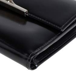 Pre Owned Cartier Black Patent Leather Continental Flap Wallet