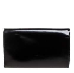 Pre Owned Cartier Black Patent Leather Continental Flap Wallet