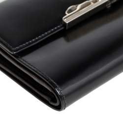 Pre Owned Cartier Black Patent Leather Continental Flap Wallet