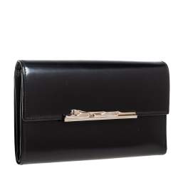 Pre Owned Cartier Black Patent Leather Continental Flap Wallet
