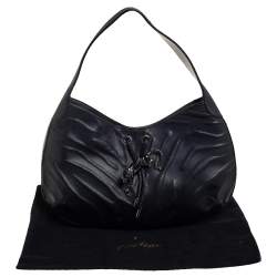 Pre Owned Cartier Black Leather Panthere Hobo