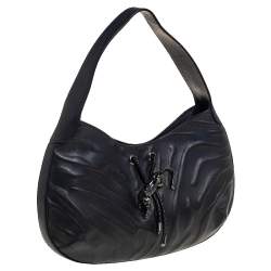 Pre Owned Cartier Black Leather Panthere Hobo