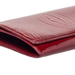 Pre Owned محفظة كارتييه هابي بيرثداي كونتينينتال جلد لامع أحمر داكن