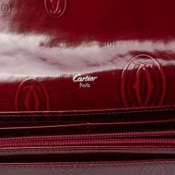 Pre Owned محفظة كارتييه هابي بيرثداي كونتينينتال جلد لامع أحمر داكن