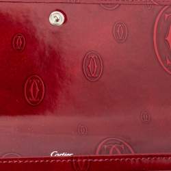 Pre Owned محفظة كارتييه هابي بيرثداي كونتينينتال جلد لامع أحمر داكن
