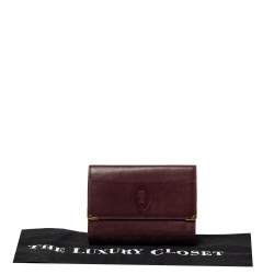 مملوكة مسبقًا Cartier Burgundy Leather Trifold Wallet