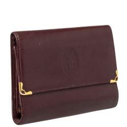 مملوكة مسبقًا Cartier Burgundy Leather Trifold Wallet