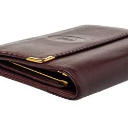 مملوكة مسبقًا Cartier Burgundy Leather Trifold Wallet
