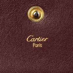 مملوكة مسبقًا Cartier Burgundy Leather Trifold Wallet