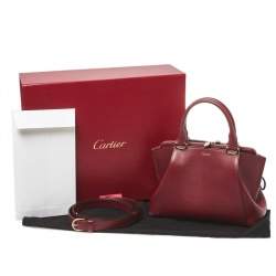 Pre Owned حقيبة يد كارتييه ميني سي دو كارتييه جلد أحمر داكن