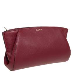 Pre Owned Cartier Red Leather C De Cartier Clutch