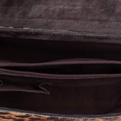Pre Owned Cartier Brown Animal Print Calf Hair, Suede and Leather Feminine Line Top Handle Bag