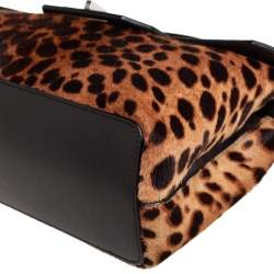 Pre Owned Cartier Brown Animal Print Calf Hair, Suede and Leather Feminine Line Top Handle Bag
