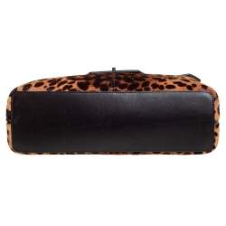 Pre Owned Cartier Brown Animal Print Calf Hair, Suede and Leather Feminine Line Top Handle Bag