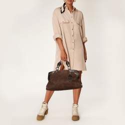 Pre Owned حقيبة كارتييه مارسلو دو كارتييه متوسطة جلد وسويدي بني