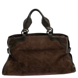 Pre Owned حقيبة كارتييه مارسلو دو كارتييه متوسطة جلد وسويدي بني