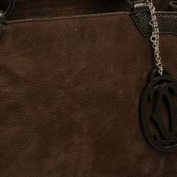 Pre Owned حقيبة كارتييه مارسلو دو كارتييه متوسطة جلد وسويدي بني