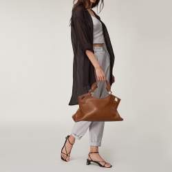 Pre Owned Cartier Brown Leather Medium Marcello de Cartier Bag