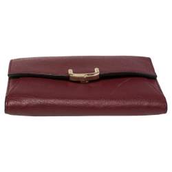 Pre Owned Cartier Wine Red Leather C De Cartier Compact Wallet
