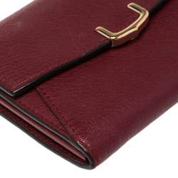 Pre Owned Cartier Wine Red Leather C De Cartier Compact Wallet