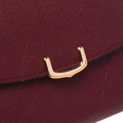 Pre Owned Cartier Wine Red Leather C De Cartier Compact Wallet