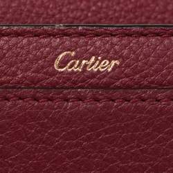 Pre Owned Cartier Wine Red Leather C De Cartier Compact Wallet