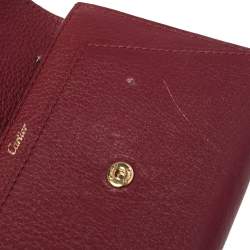Pre Owned Cartier Wine Red Leather C De Cartier Compact Wallet