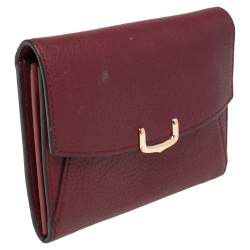 Pre Owned Cartier Wine Red Leather C De Cartier Compact Wallet