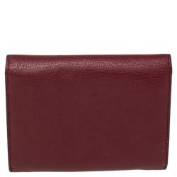 Pre Owned Cartier Wine Red Leather C De Cartier Compact Wallet