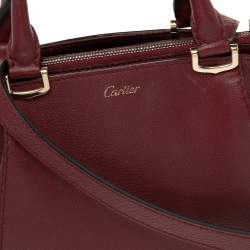 Pre Owned حقيبة ساتشل كارتييه سي دو كارتييه جلد أحمر داكن صغيرة