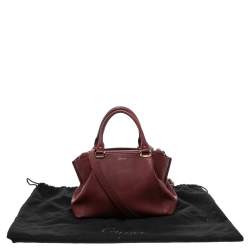 Pre Owned حقيبة ساتشل كارتييه سي دو كارتييه جلد أحمر داكن صغيرة