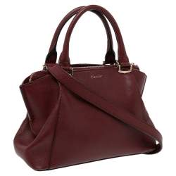 Pre Owned حقيبة ساتشل كارتييه سي دو كارتييه جلد أحمر داكن صغيرة