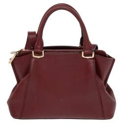Pre Owned حقيبة ساتشل كارتييه سي دو كارتييه جلد أحمر داكن صغيرة