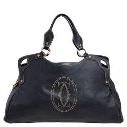 Pre Owned Cartier Black Leather Marcello de Cartier Satchel
