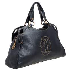 Pre Owned Cartier Black Leather Marcello de Cartier Satchel