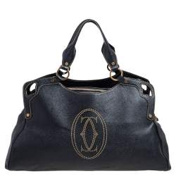 Pre Owned Cartier Black Leather Marcello de Cartier Satchel