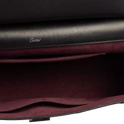 Pre Owned Cartier Black Leather Jeanne Toussaint Top Handle Bag