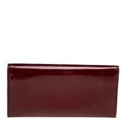 Pre Owned محفظة كارتييه كونتينينتال هابي بيرثداي جلد أحمر داكن