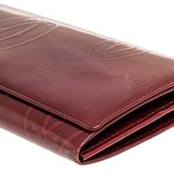 Pre Owned محفظة كارتييه كونتينينتال هابي بيرثداي جلد أحمر داكن