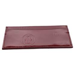 مملوكة مسبقًا Cartier Maroon Patent Leather Happy Birthday Single Card Holder