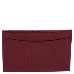 مملوكة مسبقًا Cartier Maroon Patent Leather Happy Birthday Single Card Holder