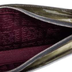 Pre Owned Cartier Olive Green Patent Leather Happy Birthday Baguette Bag