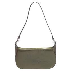 Pre Owned Cartier Olive Green Patent Leather Happy Birthday Baguette Bag