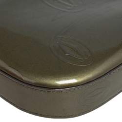 Pre Owned Cartier Olive Green Patent Leather Happy Birthday Baguette Bag