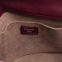 Pre Owned Cartier Burgundy Patent Leather Happy Birthday Cabochon Flap Bag