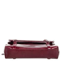 Pre Owned Cartier Burgundy Patent Leather Happy Birthday Cabochon Flap Bag