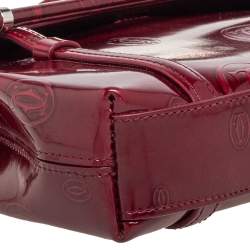 Pre Owned Cartier Burgundy Patent Leather Happy Birthday Cabochon Flap Bag
