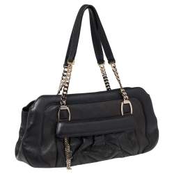 Pre Owned حقيبة ساتشل كارتييه لا دونا جلد أسود بسلسلة