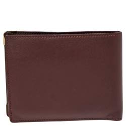 Pre Owned محفظة كارتييه ماست دو كارتييه جلد عنابي ثنائية الطي